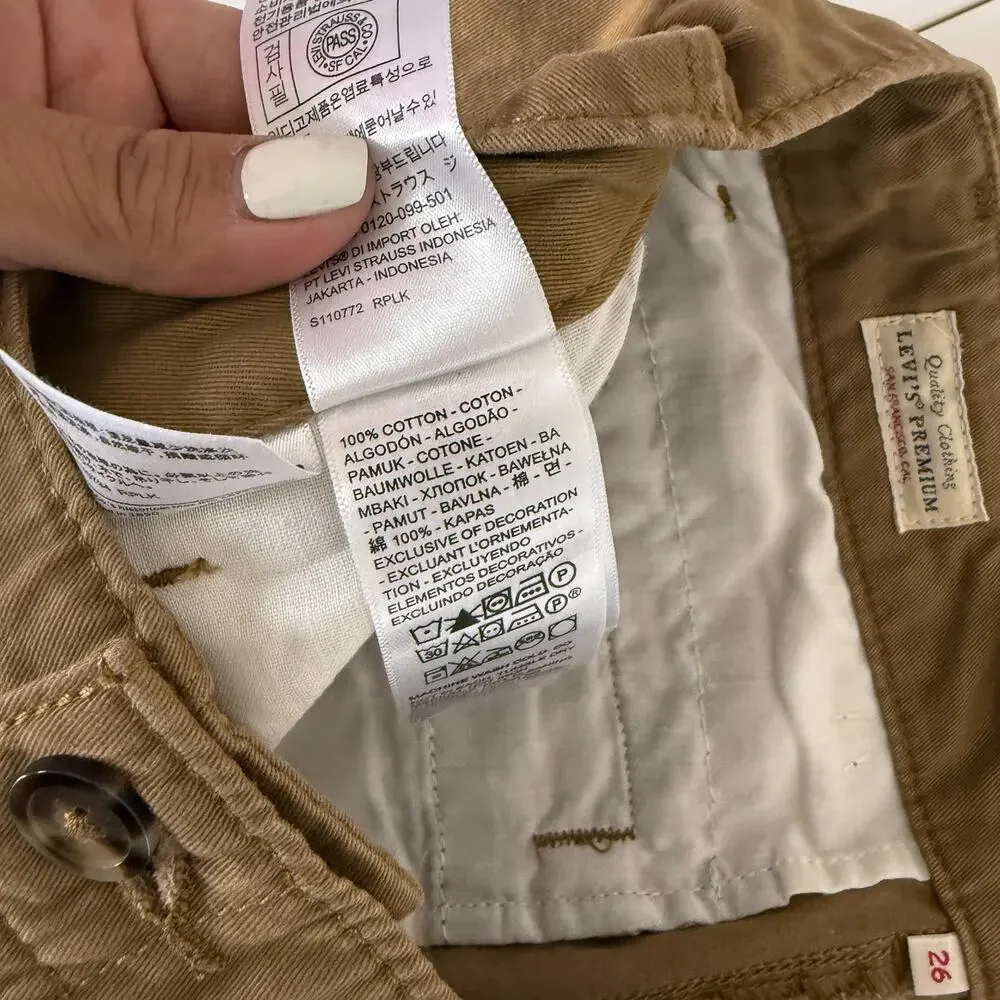New Levi's Premium XL Chinos Wide Leg Baggy Pants Tan - 26x31 26W 31L